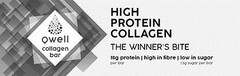 Qwell collagen bar HIGH PROTEIN COLLAGEN THE WINNER'S BITE 18g protein | high in fibre | low in sugar per bar 1.3g sugar per bar