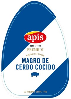 APIS DESDE 1929 PREMIUM PRODUCTO DE ESPAÑA MAGRO DE CERDO COCIDO EL ORIGINAL DESDE 1956