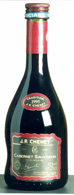 TRADITION 1995 J.P. CHENET TRADE CJP MARK CABERNET SAUVIGNON VIN DE PAYS D'OC 12% vol e25cl