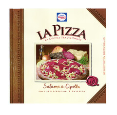 La Pizza Original Wagner La CUCINA TRADIZIONALE Salame & Cipolla EDLE PFEFFERSALAMI & ZWIEBELN HERGESTELLT IN DEUTSCHLAND