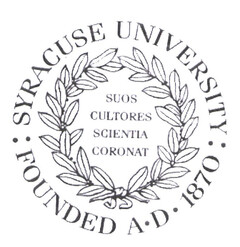 SYRACUSE UNIVERSITY FOUNDED A D 1870 SUOS CULTORES SCIENTIA CORONAT