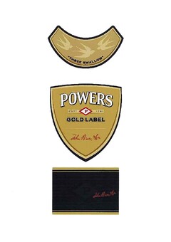 THREE SWALLOW, POWERS, ESTD 1791, P, GOLD LABEL, John Power & Son.