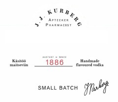 J . J . KURBERG APTEEKER PHARMACIST 1886