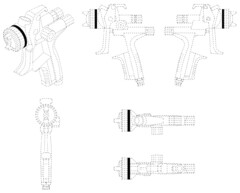 The mark consists of a black band of colour extending around the circumference of a paint spray gun air cap ring, the black band being narrower than the air cap ring. The paint spray gun is not a part of the trademark but is intended only to show the position of the mark.