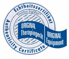 Tinnitus SigMed ORIGINAL Therapiegerät ORIGINAL Equipment Echtheitszertifikat Authenticity Certificate