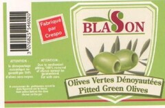 BLASON Olives Vertes Dénoyautées Pitted Green Olives