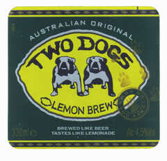TWO DOGS LEMON BREW AUSTRALIAN ORIGINAL BREWED LIKE BEER TASTES LIKE LEMONADE