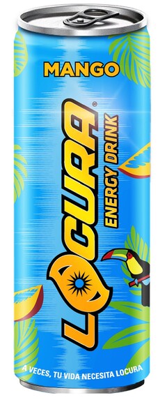 LOCURA ENERGY DRINK MANGO. A VECES, TU VIDA NECESITA LOCURA