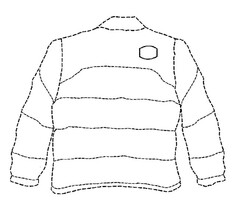 The mark consists of the position or placement o a logo in the area shown on the right shoulder of the back exterior of a garment. The mark does not include the logo itself, or any particular shape for the logo or any particular type of garment. The photograph shows an example of the mark as applied to a jacket.