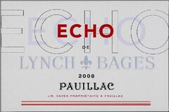 ECHO DE LYNCH BAGES 2008 PAUILLAC APPELLATION PAUILLAC CONTROLEE - JM. CAZES PROPRIETAIRE A PAUILLAC