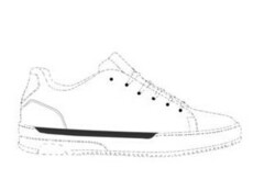 Het merk is een positiemerk. Het bestaat uit een horizontale lijn en is aangebracht aan de buitenzijde van de schoen. 
 
De stippellijnen markeren de positie van het merk en zijn geen onderdeel van het merk.
