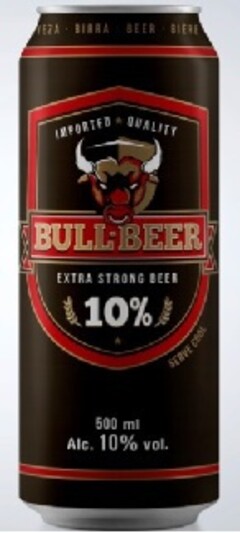 BULL BEER IMPORTED QUALITY EXTRA STRONG BEER 10%