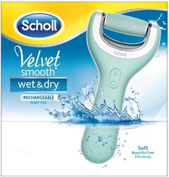 SCHOLL VELVET SMOOTH wet & dry RECHARGEABLE FOOT FILE Soft Beautiful Feet Effortlessly