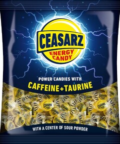 CEASARZ ENERGY CANDY POWER CANDIES WITH CAFFEINE + TAURINE WITH A CENTER OF SOUR POWDER