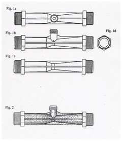 Fig. 1a is a top view of the trademark shape, Fig. 1b is a side view, Fig. 1c is bottom view, Fig. 1d is another side view, Fig. 2 is perspective view of the trademark shape.