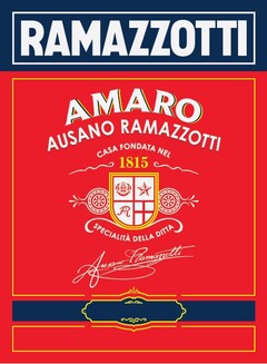 RAMAZZOTTI AMARO AUSANO RAMAZZOTTI casa fondata nel 1815 specialita della ditta Ausano Ramazzotti