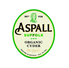 ASPALL SUFFOLK ORGANIC CYDER ESTD. 1728 CRAFTED IN SUFFOLK -ALC. 7% VOL.