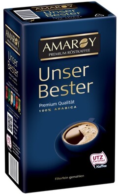 AMAROY PREMIUM RÖSTKAFFEE Unser Bester Premium Qualität 100% ARABICA Filterfein gemahlen UTZ certified Kaffee