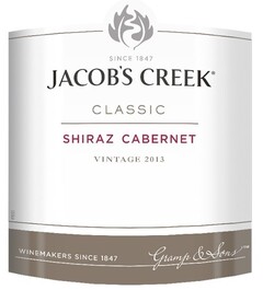 Since 1847 JACOB'S CREEK Classic Shiraz Cabernet Vintage 2013 Winemakers since 1847 Gramp & Sons