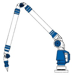 Position mark: The mark consists of three rings in blue, alternating with three contrasting rings, on the joints of the scanning arm, blue joint caps, blue adjusting caps and a blue arm base.