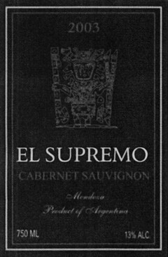 2003 EL SUPREMO CABERNET SAUVIGNON Mendoza Product of Argentina