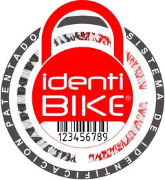 IDENTI BIKE 123456789 SISTEMA DE IDENTIFICACION PATENTADO