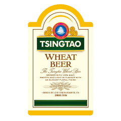 TSINGTAO WHEAT BEER THE TSINGTAO WHEAT BEER BREWED WITH 100% MALT, SMOOTH AND LIGHT IN FLAVOUR WITH AN ELEGANT FLORAL FINISH BREWED & BOTTLED BY TSINGTAO BREWERY CO., LTD. QINGDAO, CHINA