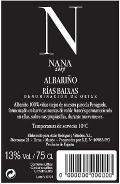 N NANA 2007 ALBARIÑO RÍAS BAIXAS