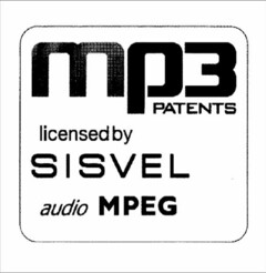 mp3 PATENTS licensed by SISVEL audio MPEG