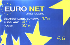 EURO NET phonecard DEUTSCHLAND/EUROPA 1,39 ct RUSSLAND 4,9 ct Polen 2,9 ct