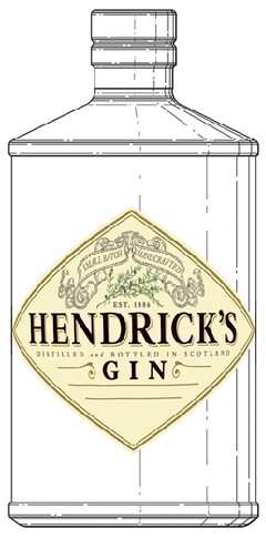 SMALL BATCH HANDCRAFTED EST. 1886 HENDRICK'S GIN DISTILLED and BOTTLED IN SCOTLAND