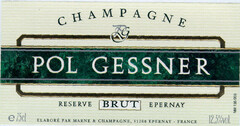 CHAMPAGNE POL GESSNER RESERVE BRUT EPERNAY