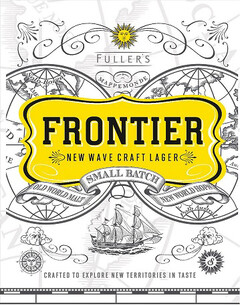 FULLER'S MAPPEMONDE FRONTIER NEW WAVE CRAFT LAGER SMALL BATCH OLD WORLD MALT NEW WORLD HOPS CRAFTED TO EXPLORE NEW TERRITORIES IN TASTE
