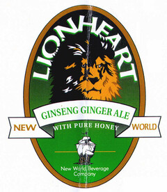 LIONHEART NEW GINSENG GINGER ALE WORLD WITH PURE HONEY New World Beverage Company