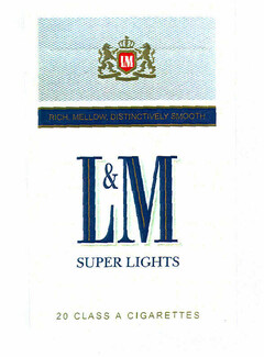 LM L&M SUPER LIGHTS 20 CLASS A CIGARETTES