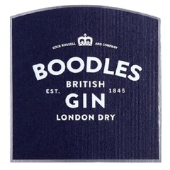 COCK RUSSELL AND COMPANY BOODLES BRITISH GIN EST. 1845 LONDON DRY