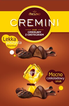 MIESZKO CREMINI smak CZEKOLADY Z CIASTECZKIEM Lekka puszysta konsystencja Mocno czekoladowy smak