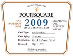 FOURSQUARE 2009 SINGLE BLENDED RUM