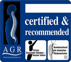 Certified & recommended AGR Aktion Gesunder Rücken e.V Forum Gesunder Rücken-besser leben Bundesverband der deutschen Rückenschulen