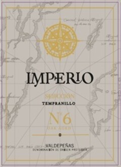 IMPERIO N 6 SELECCION TEMPRANILLO OAK AGED  VALDEPEÑAS  DENOMINACION DE ORIGEN PROTEGIDA