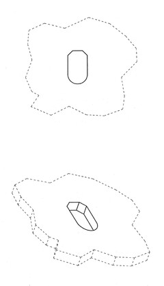 Bei der 3D-Marke handelt es sich um eine Durchgangsöffnung bei den beanspruchten Waren; die strichlierten Linien deuten einen Flächenausschnitt der jeweils beanspruchten Gesamtware an.