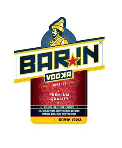 BARIN VODKA IMPORTED PREMIUM QUALITY DISTELLED AND BOTTLED BY EXPERTS HISTORICAL VODKA RECIPE FAMOUS BETWEEN IMPERIAL NOBLEMAN IN 19TH CENTUTY BAR*IN VODKA