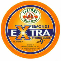 SIMONDS EXTRA FARSONS Classic Brews STRONG LAGER