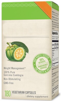 3rd PARTY TESTED FOR PURITY & POTENCY 100% AUTHENTIC - TRANSPARENCY CERTIFIED Weight Management 100% Pure Garcinia Cambogia Non-Stimultating GMO-Free 180 VEGETARIAN CAPSULES Dietary supplement