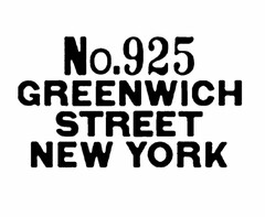 No. 925 GREENWICH STREET NEW YORK