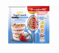 MOKATE YogoCrunch ONE CUP BALANCITA Magnez WITAMINA B6 Duo-saszetka Crunch+Mus jogurtowy truskawkowy pysznie truskawkowy smak chrupiący crunch