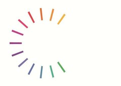 Il s'agit de la lettre C stylisée en couleurs, matérialisée par des bâtonnets de couleurs organisés dans un ordre précis, tous positionnés ŕ équidistance les uns des autres.