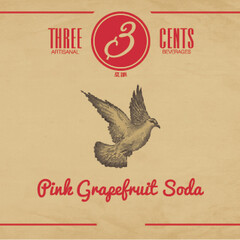 3 THREE CENTS ARTISANAL BEVERAGES PINK GRAPEFRUIT SODA EST. 2014