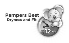 "Pampers Best Dryness and Fit"up to 12 hr.