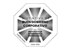 DISTINTIVO DE BUEN GOBIERNO CORPORATIVO. INSTITUTO DE GOBERNANZA EMPRESARIAL Válido hasta mes - año